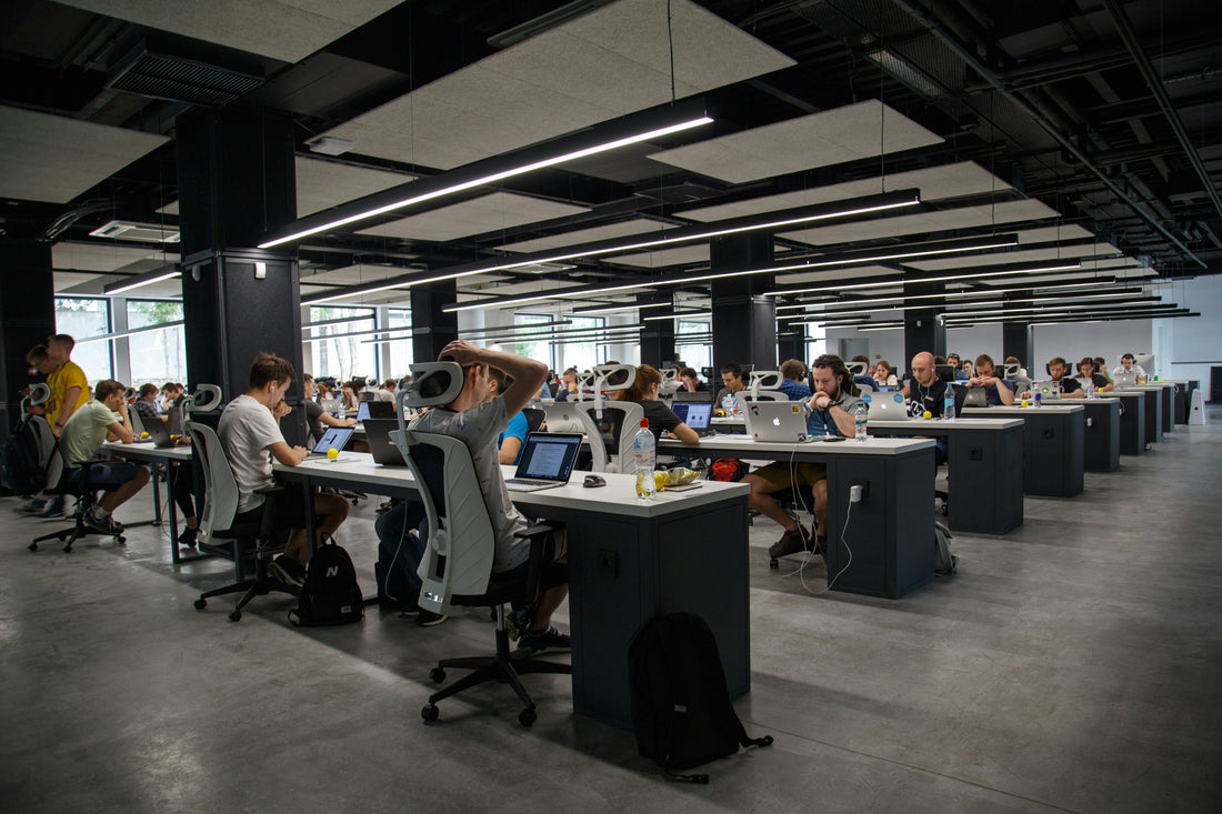Une équipe concentrée sur son travail, devant des ordinateurs portables
